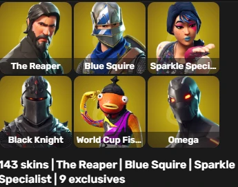 143 skins | The Reaper | Blue Squire | Sparkle Specialist | 9 exclusives