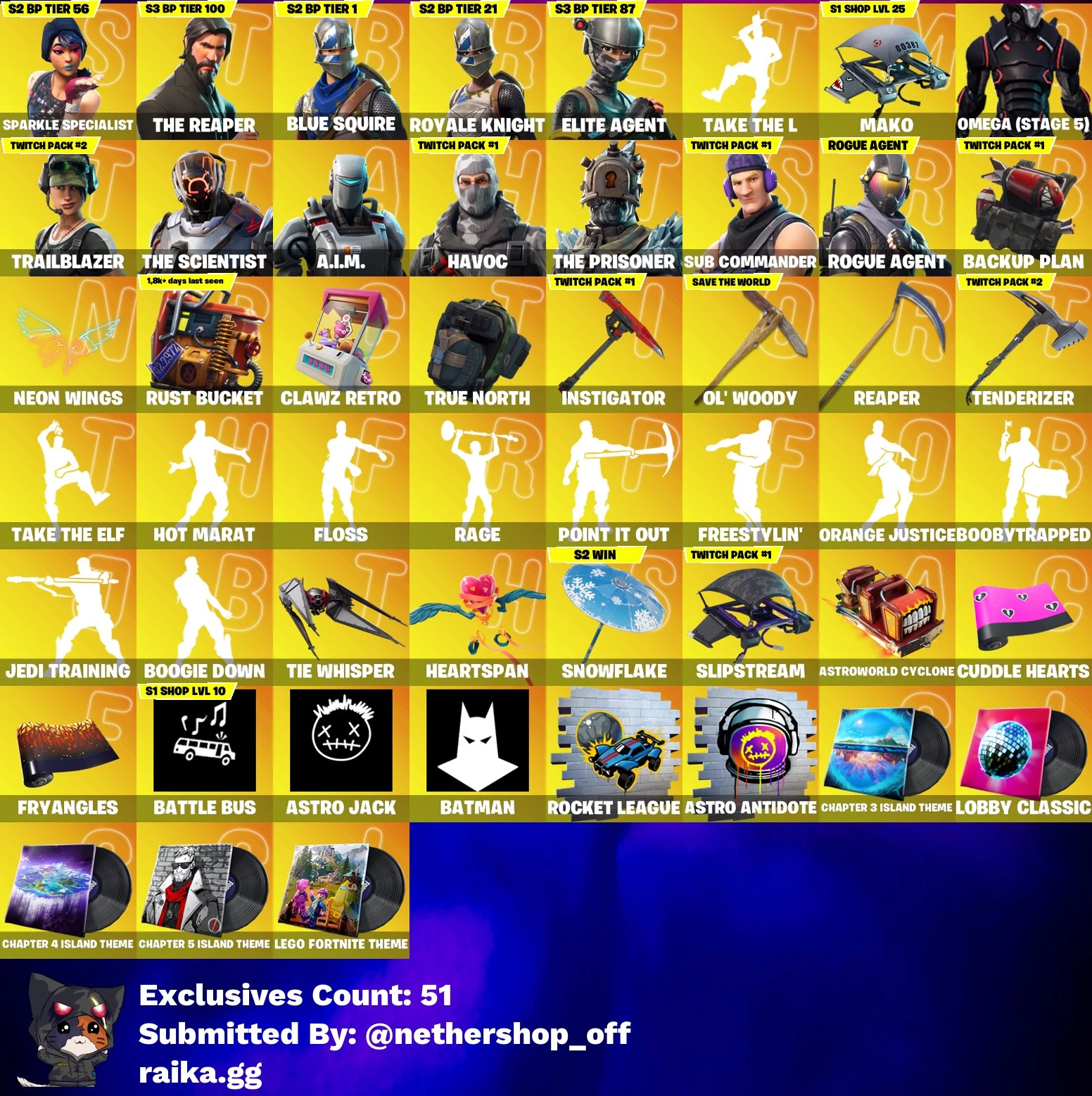[PC] 104 SKINS | SOLDAT À FACETTES | LE FAUCHEUR | ÉCUYER BLEU | CHEVALERESSE | AGENT D'ÉLITE | OMEGA (STAGE 5) | PIONNIÈRE | CHAOS | 150 VB