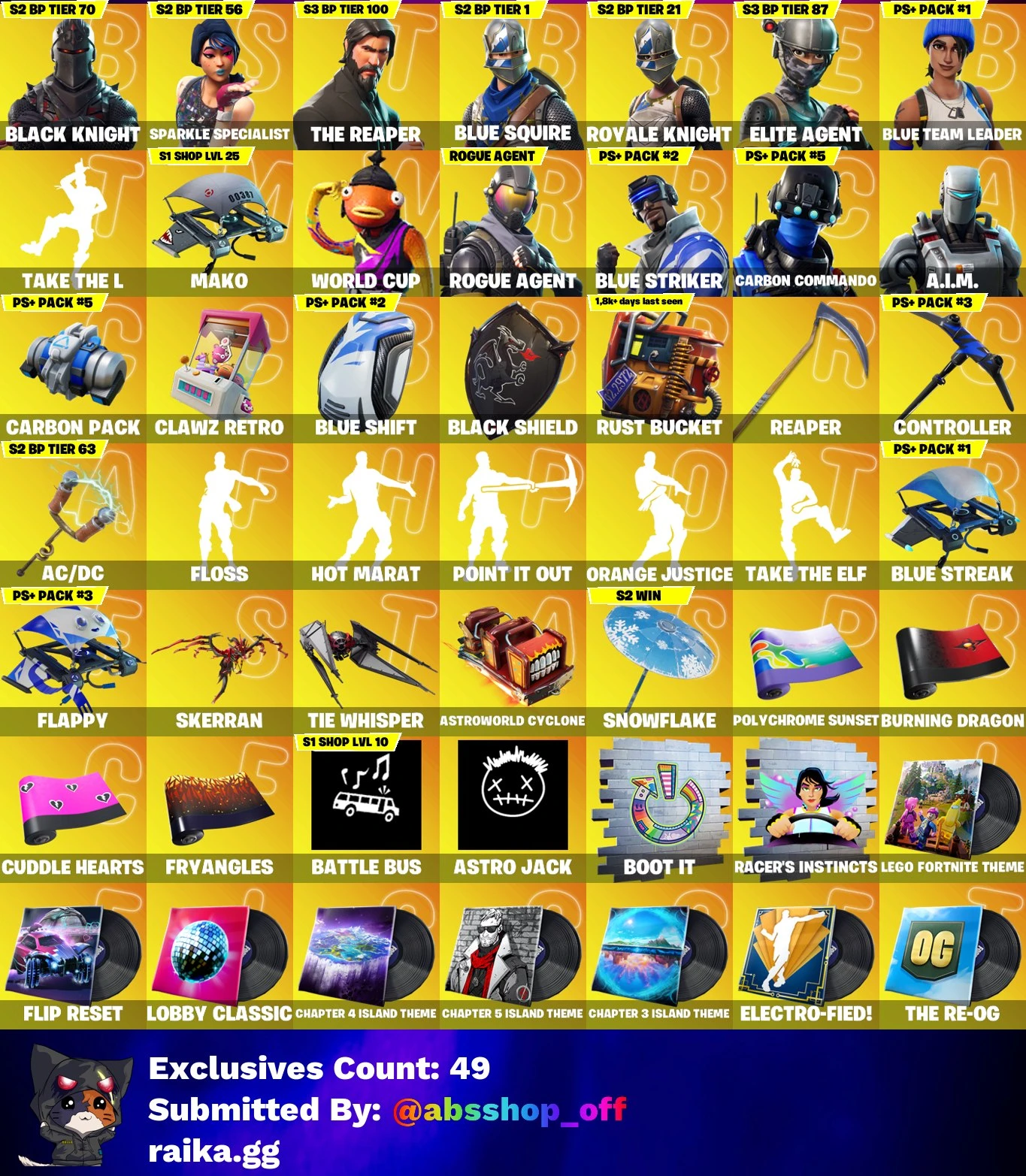 [PC/XBOX] 135 SKINS | CHEVALIER NOIR | SOLDAT À FACETTES | LE FAUCHEUR | ÉCUYER BLEU | CHEVALERESSE | AGENT D'ÉLITE | CHEF DE L'ÉQUIPE BLEUE | 650 VB