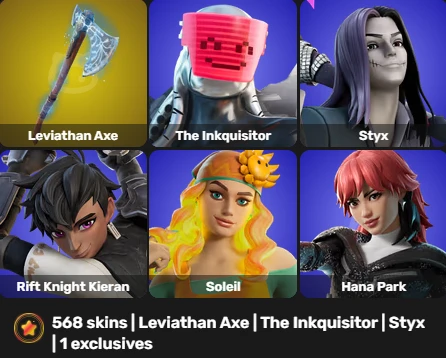 FULL ACCES 568 skins | Leviathan Axe | The Inkquisitor | Styx | 1 exclusives